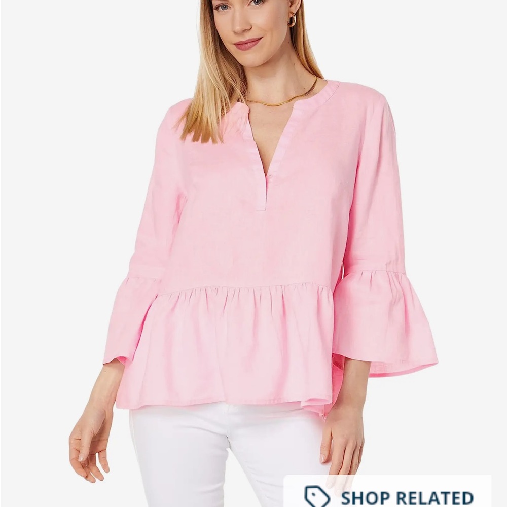 Lilly Pulitzer Pink Bekah Linen Blouse